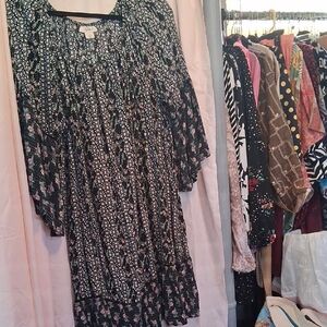 Style & Co. Black and Pink Floral Blouse